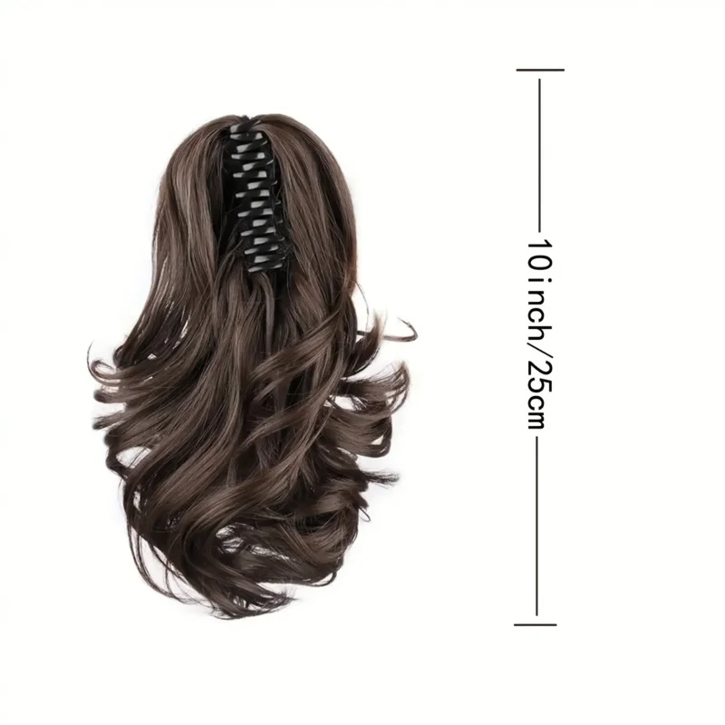 Claw Clip Ponytail Extension - Dark Brown/Black Wavy Curly Hair Synthetic Hair Extensions for Women Daily And Special Occasions