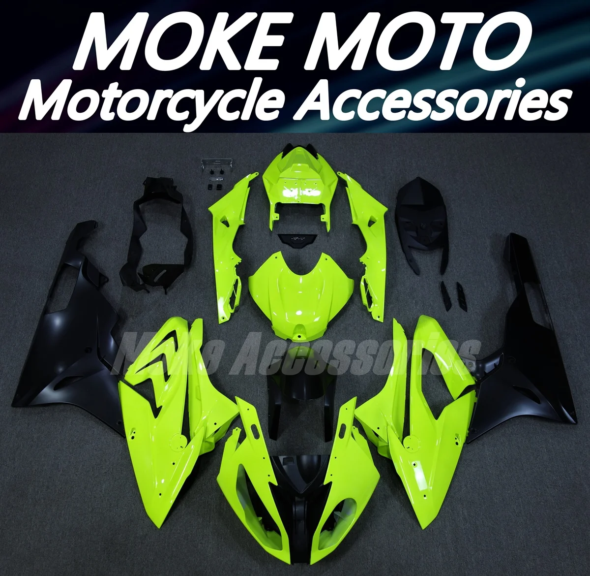 

Moke moto Motorcycle Fairings Kit Fit For S1000rr 2015 2016 Bodywork Set High Quality ABS Injection Neon Fluorescence Black