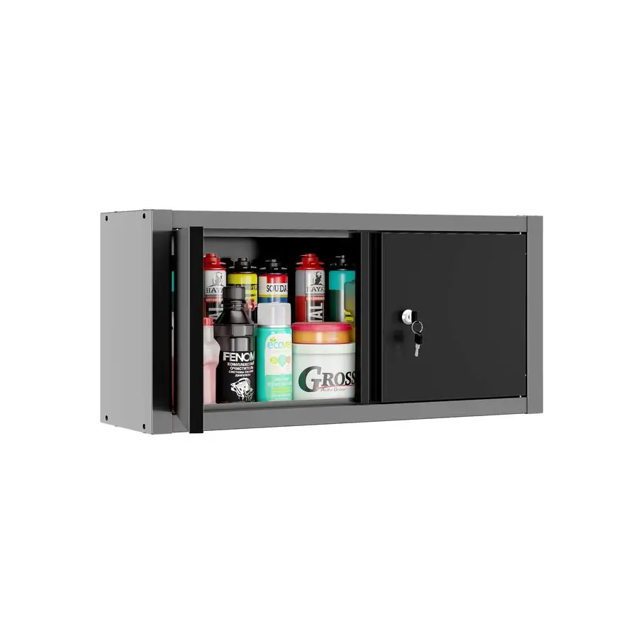 

Metal Wall Mounted Cabinet with Two Lockable Doors, Hanging Steel Tool Chest, for Kitchen Warehouse Office Garage
