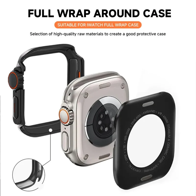 حافظة معدنية لساعة أبل 42 مللي متر 44 45 46 مللي متر حامي غطاء معدني إطار ممتص للصدمات لساعة IWatch Series11 10 9 8 7 6 5 Ultra 3/2/1 49 مللي متر