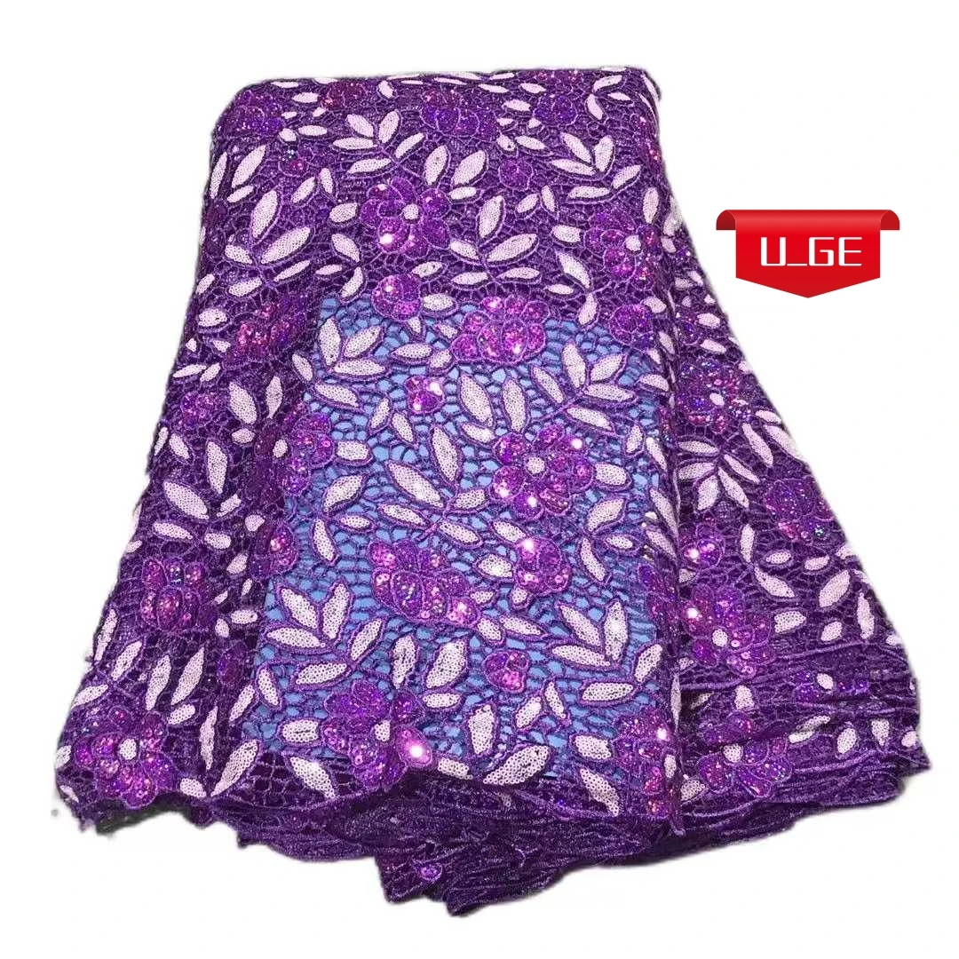 5 หลา 2025 ล่าสุดผิวที่ดีที่สุดคุณภาพที่ละเอียดอ่อน Riche เลื่อม Guipure ลูกไม้ผ้าสําหรับชุดราตรี U_GE1398