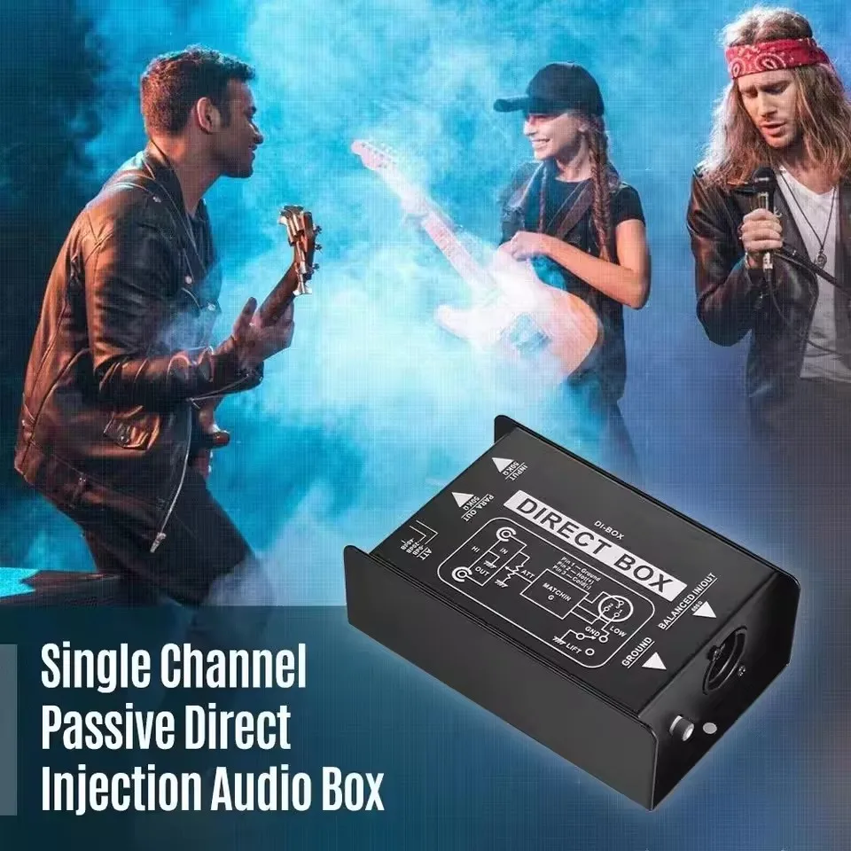 Professional Single Channel Passive DI-Box ฉีดโดยตรงกล่องเสียง Balanced & Unbalance Signal Converter XLR TRS อินเทอร์เฟซ