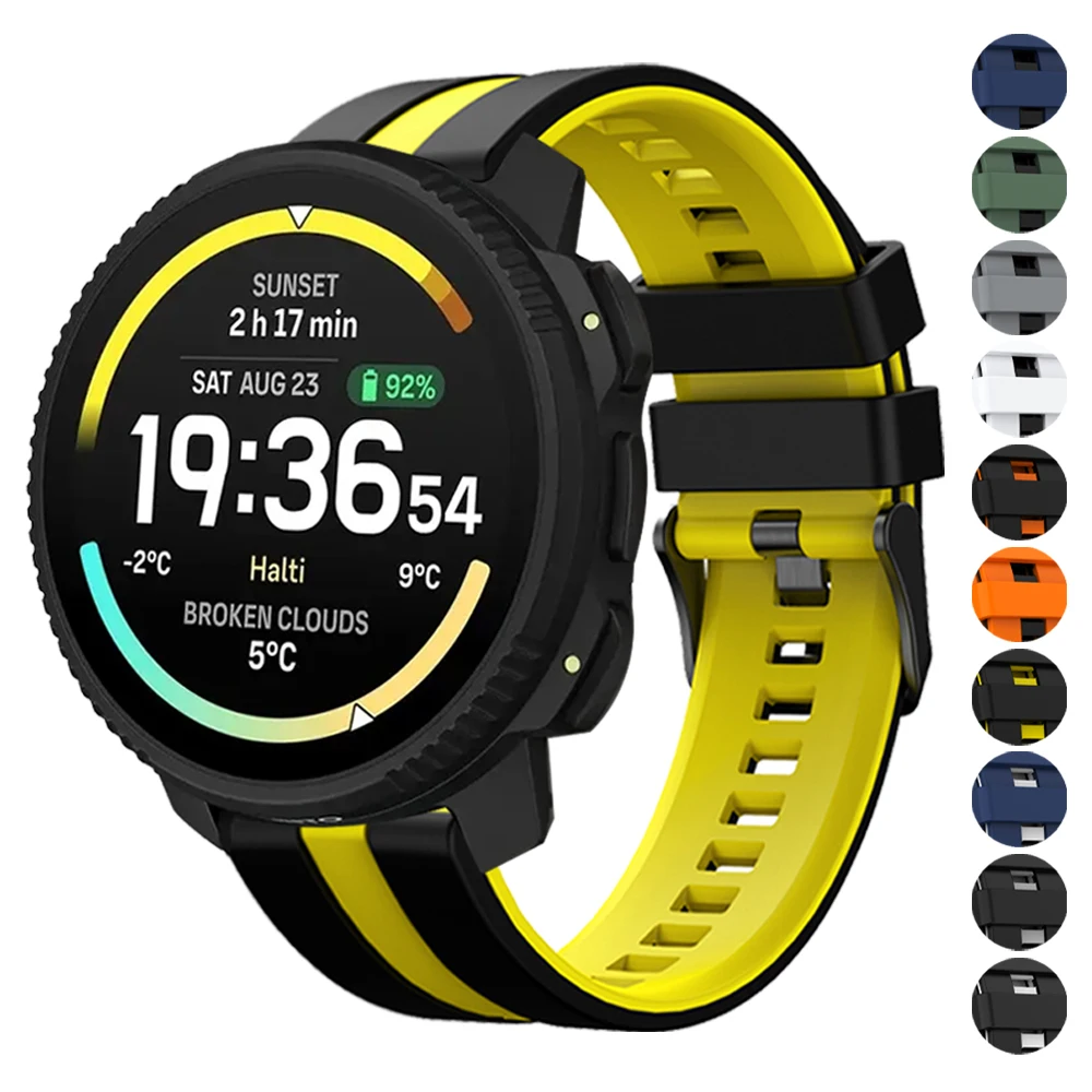 Silikon 22mm Uhrenarmband für SUUNTO RACE 2 S/9 PEAK PRO DLC Handgelenkarmband Correa für SUUNTO VERTICAL2/RUN/OCEAN Sportgürtelriemen
