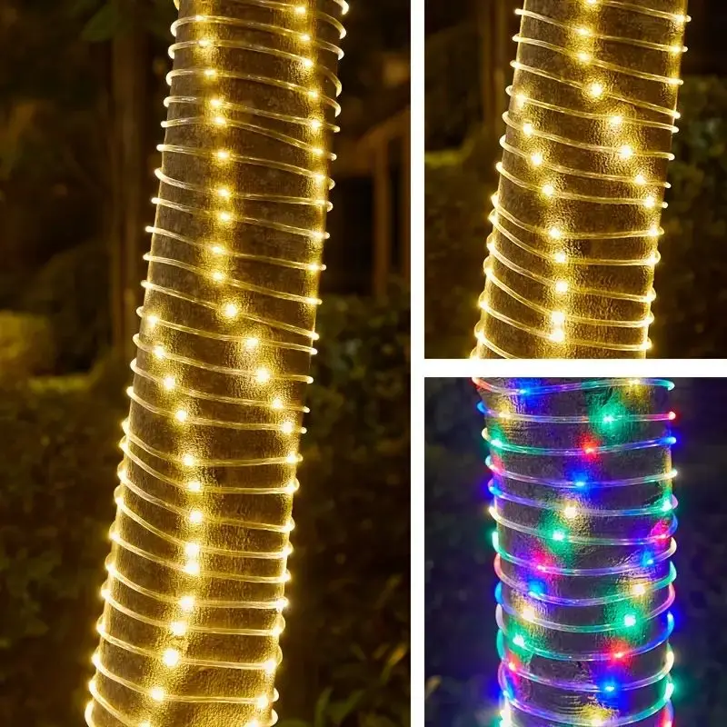 Solar Rope Light Outdoor Festival Decoration Light String with 8 Lighting Modes Perfect for Courtyard Wedding Party Decoration