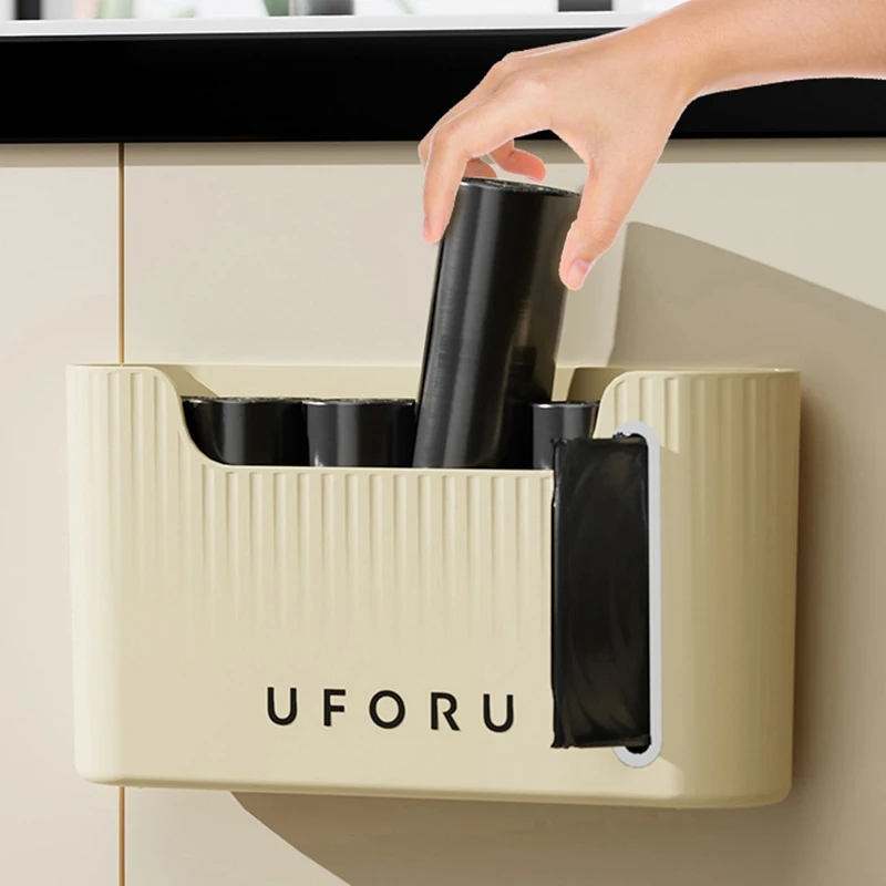 Kitchen Garbage Bag Storage Artefact Plastic Bag Storage Box Wall-mounted Collector Storage Box Perforation-free Storage Rack