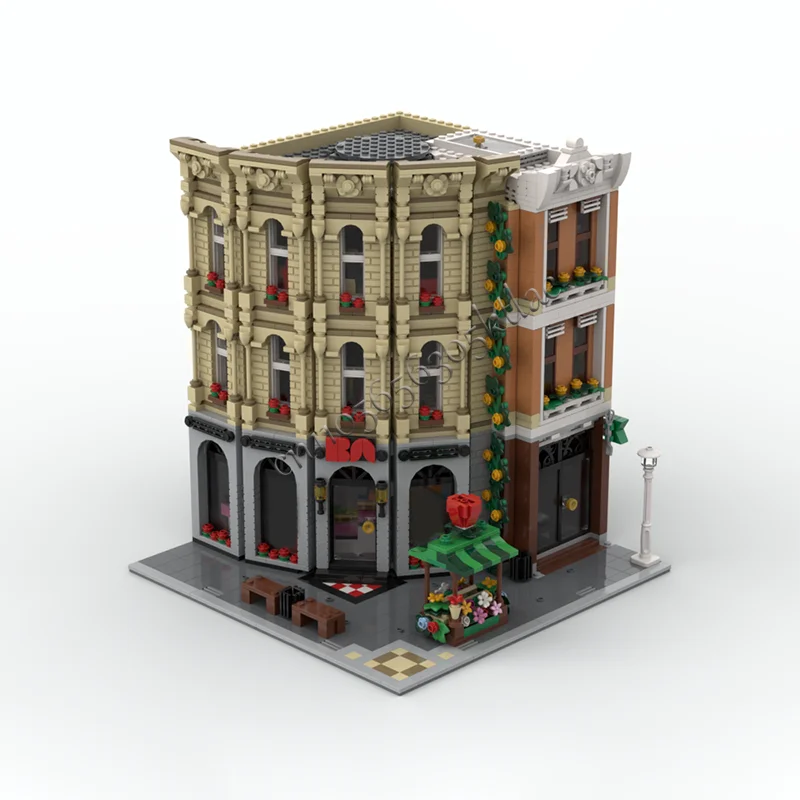 2638 قطعة MOC الإبداعية مدينة عرض الشارع وحدات أكياس وملابس نموذج العمارة بنة الاطفال تجميع الطوب اللعب هدية