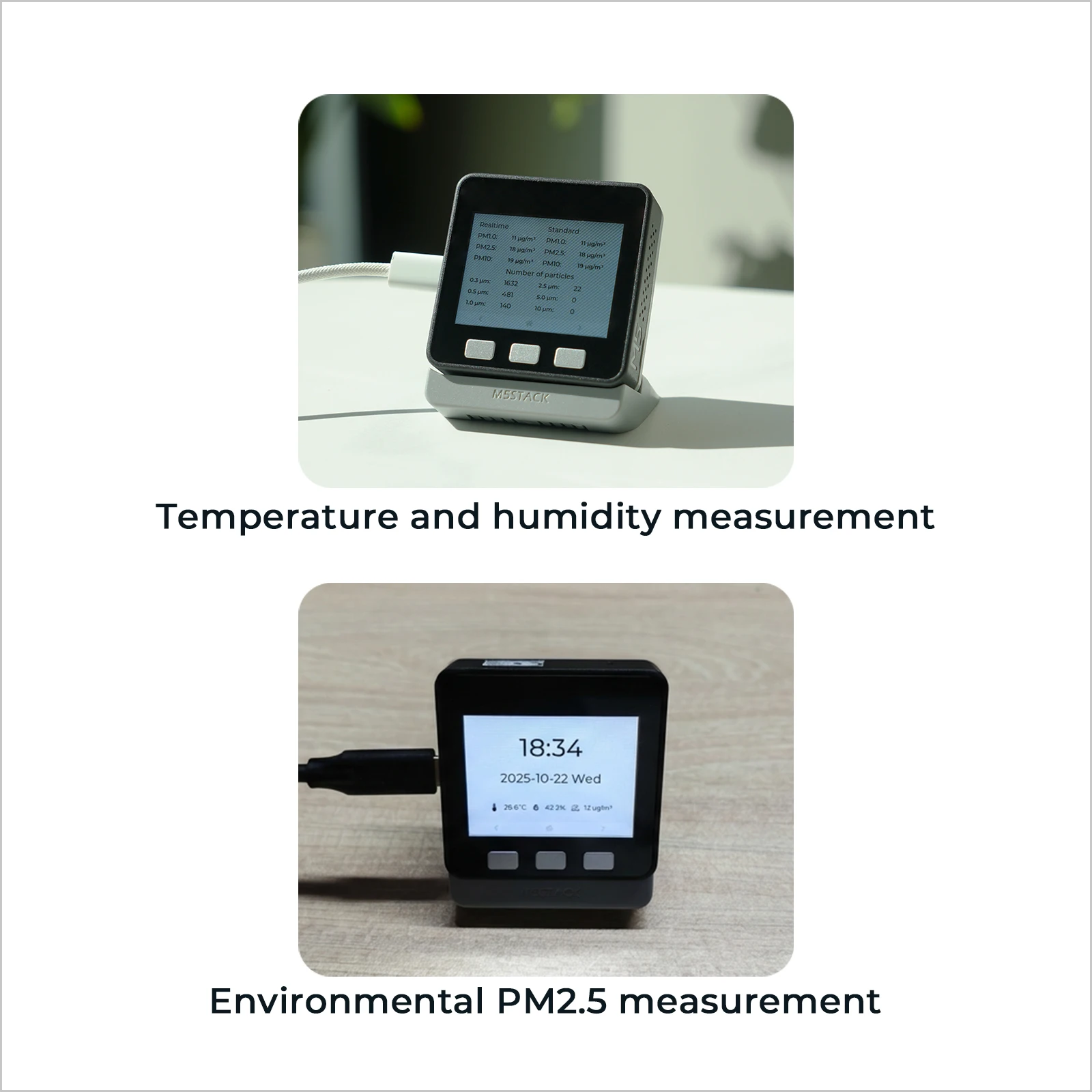 M5Stack Officiële PM2.5 Air Kwaliteit Kit (PMSA003 + SHT30)