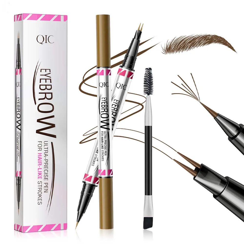 Crayon à sourcils fourchu à Double extrémité avec brosse à sourcils, crayon à sourcils liquide à deux griffes, imperméable et sans bavures