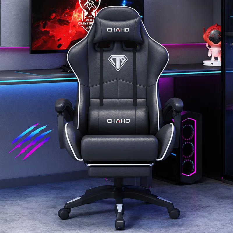 Office Chairs Ergonomic Gaming Office Chair High Back Racing Adjustable Lumbar Headrest Swivel Recliner PU Leather Computer