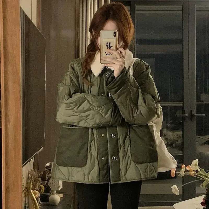 Korean Women's Thick Cotton Coat with Winter Plush Collar Workwear Jacket Sweet Student Warmth Fashionabl Cotton Jacket Versatil