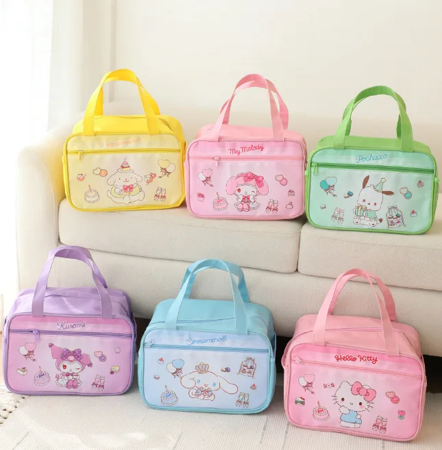 

Sanrio Hello Kitty Portable Lunch Bag Kuromi Cinnamoroll Kuromi School Bento Portable Dinner Container Picnic Food Storage Bag