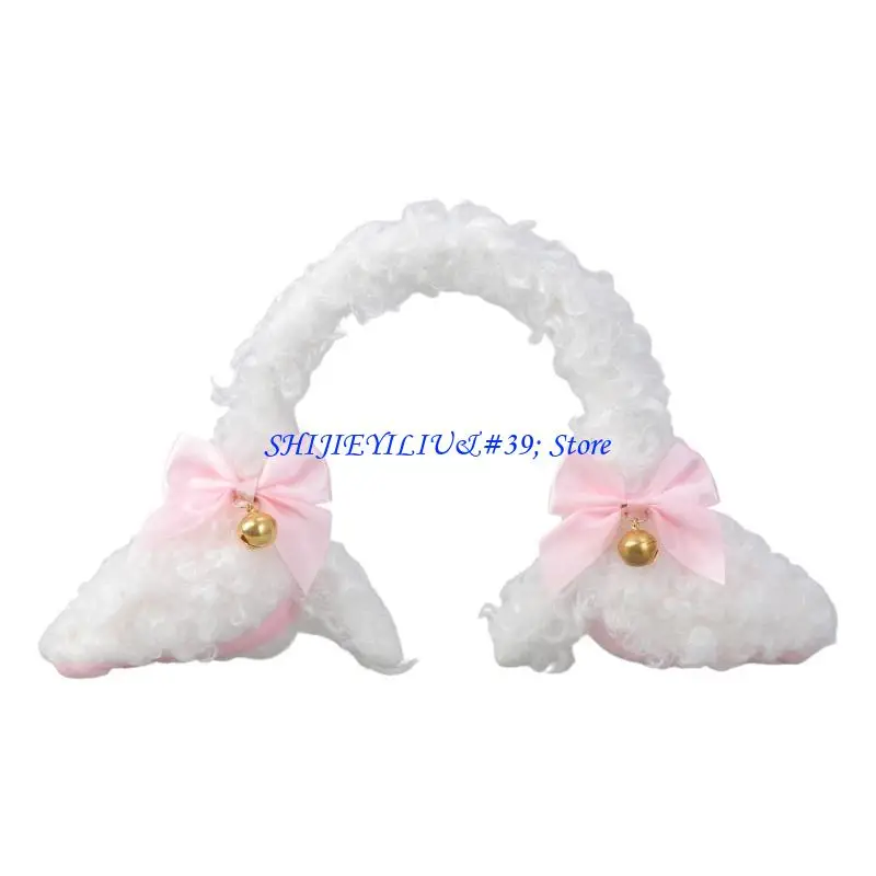 

E21F Plush Lamb Girl Hairband Cartoon Animal Anti-slip Makeup Headdress Furry