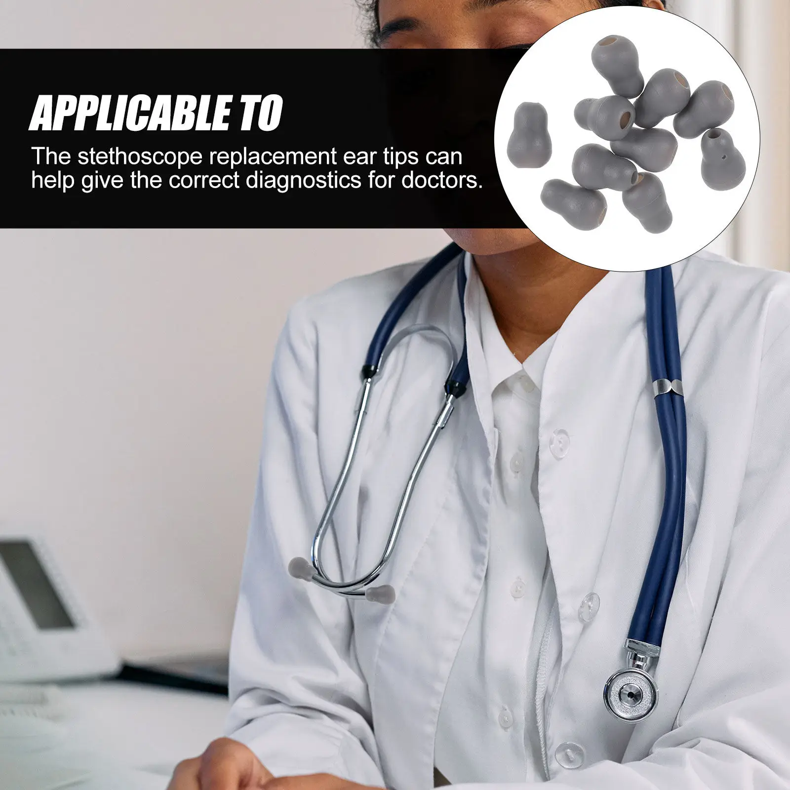 10Pcs Stethoscope Ear Tips Replacement Universal Earbuds Comfortable Lightweight for Hospital Clinic Professional Ear Pieces