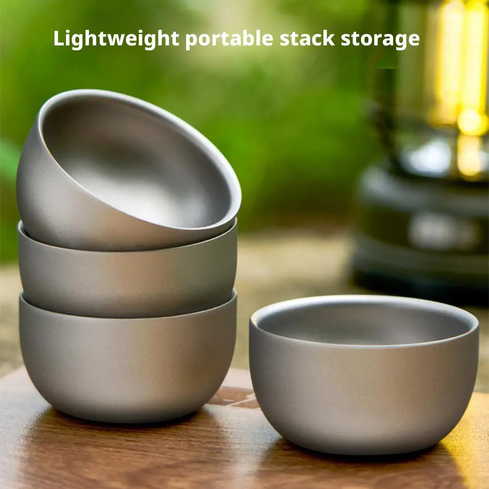50ml Pure Titanium Bilayer Small Tea Cup For Camping Outdoor Coffee Tea Drinking Brewing Tea Cup Accessories gallery 3