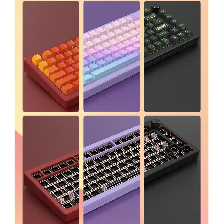 Imagem -03 - Kit de Teclado Mecânico sem Fio Al75 Teclados Personalizados com Botão Rgb Hot Swap com Fio Caixa de Alumínio Cnc 75 Junta Presentes