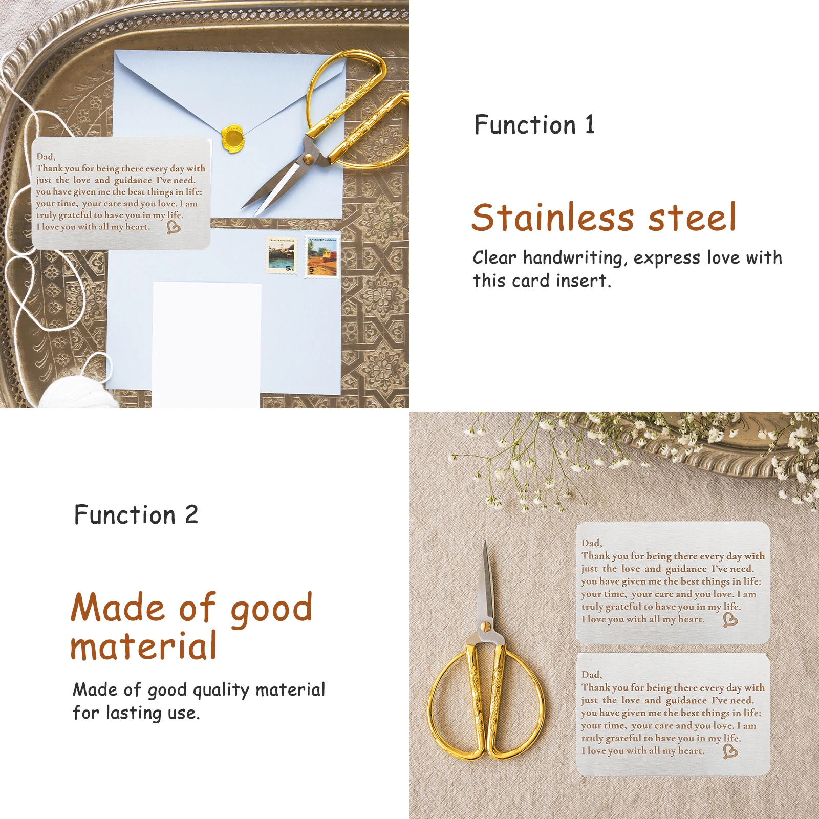 

Stainless Steel Wallet Inserts Engraved Love Note Metal Gift Cards For Father'S Day Valentine'S Anniversary Commemorative