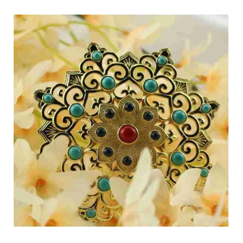 

Hollow Chisel Engraved Gold-colored Silver Tang-style Copper Gold-plated Hanfu Headgear Top Hairpin, Curly Grass Pattern Large F