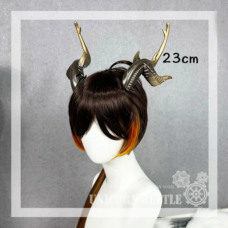 Nakrycie głowy Zhong Li Dragon Horns Genshin Impact Zhongli akcesoria Cosplay rekwizyty na przyjęcia świąteczne na Halloween na pokaz komiksów
