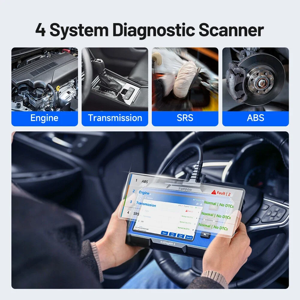 TOPDON ArtiDiag600S Scanner OBD2 para 4 Sistemas, Ferramenta de