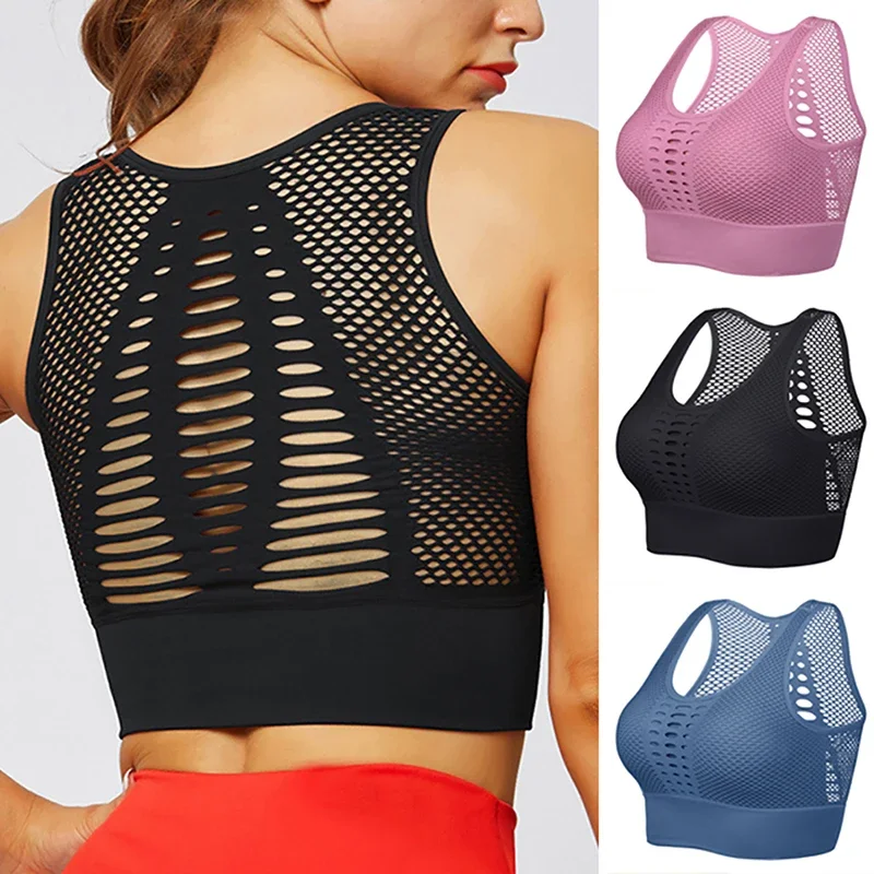 Women Breathable Active Bra Mesh Sports Bras Push Up Gym Fitness Yoga Underwear Female Seamless Running Yoga Bra Sportswear 2023