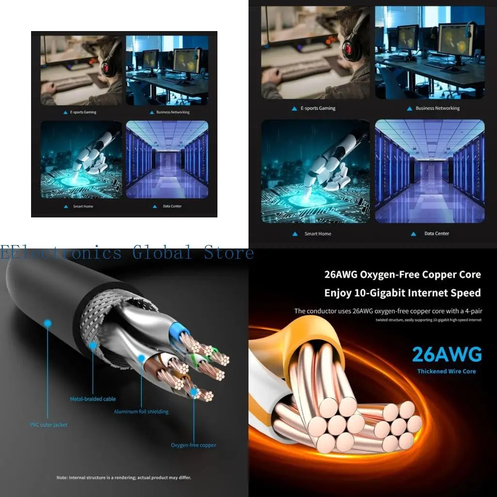 462B Cat8 Ethernet Patches Cable 2000MHz Frequency for Smooth 4K Streaming and Online Gaming