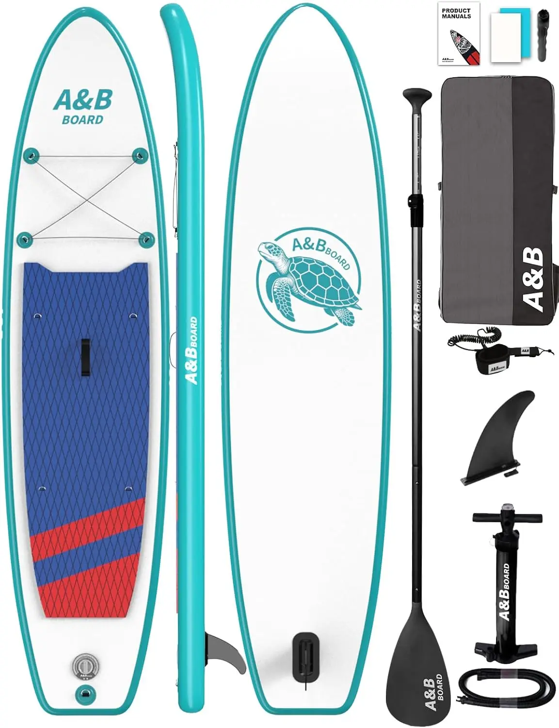 

ABBOARD Inflatable Stand Up Paddle Board - Extra Wide Fishing Paddleboard with Sup Accessories Youth/Adults