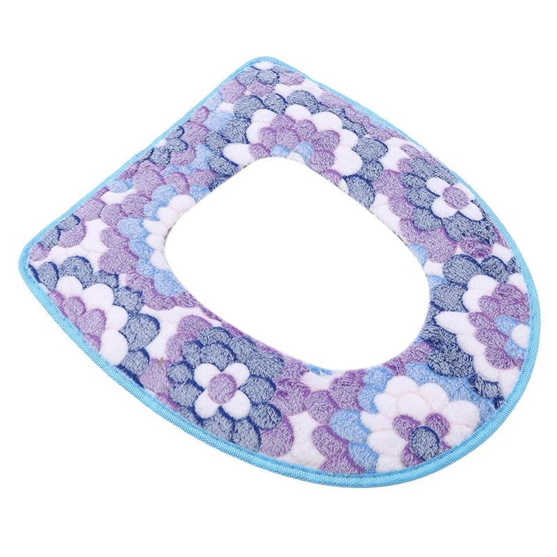 Universal Toilet Mats Flower Printed Soft Toilet Mat Warm Winter Toilet Seat Cover Toilet Mat Washable Bathroom Accessories