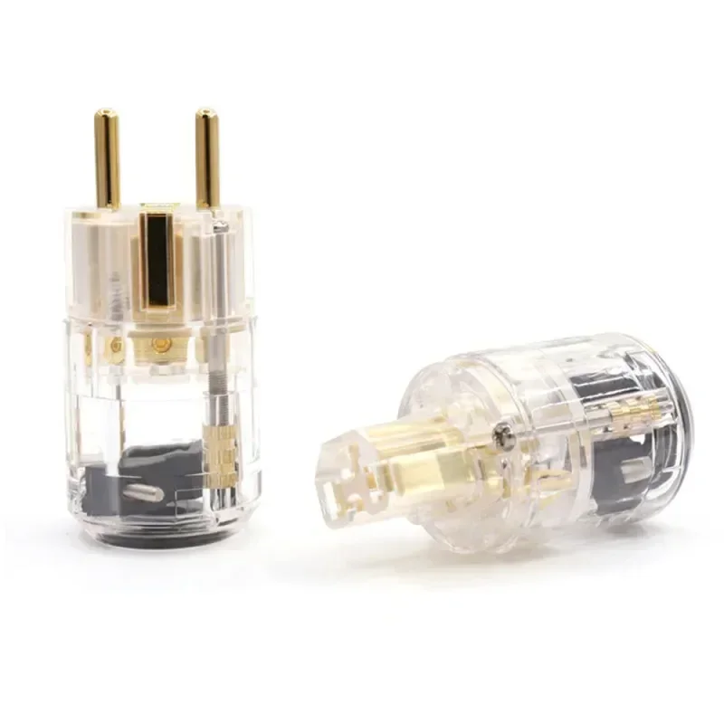 Conectores de enchufes Schuko de alimentación europea IEC, adaptadores de enchufe macho hembra chapados en oro y cobre DIY, conectores de cable de suministro eléctrico de Audio
