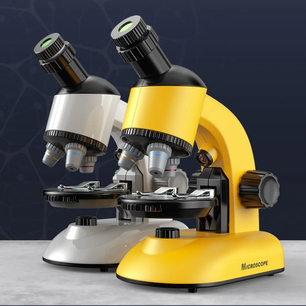 360 Degree Rotating Biological Microscope Toy for Kids 5 Condenser Holes LED Light Source