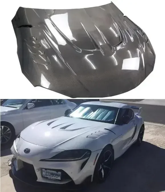 New！ Real Carbon Fiber Car Front Engine Hood Vent Cover For Toyota Supra A90 2020 2021 2022 2023