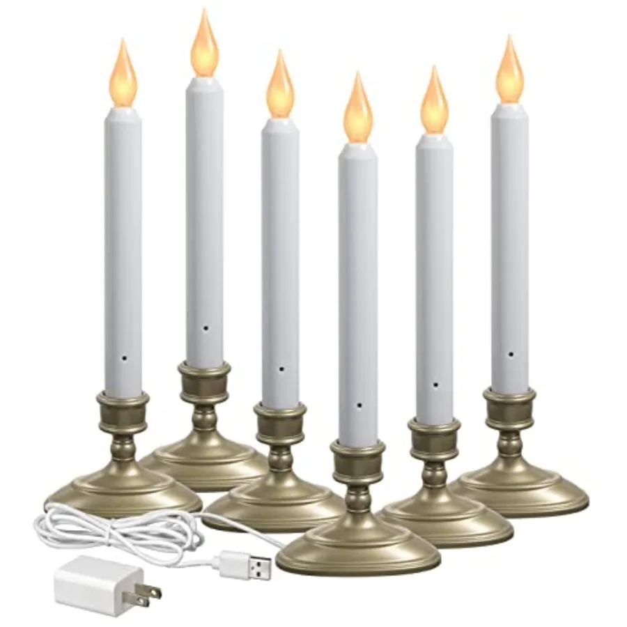 FPC1370P-6 Electric LED Plug-in Flameless Window Candle with New Hot Spot Technology and Dusk to Dawn Sensor and Choice of Warm
