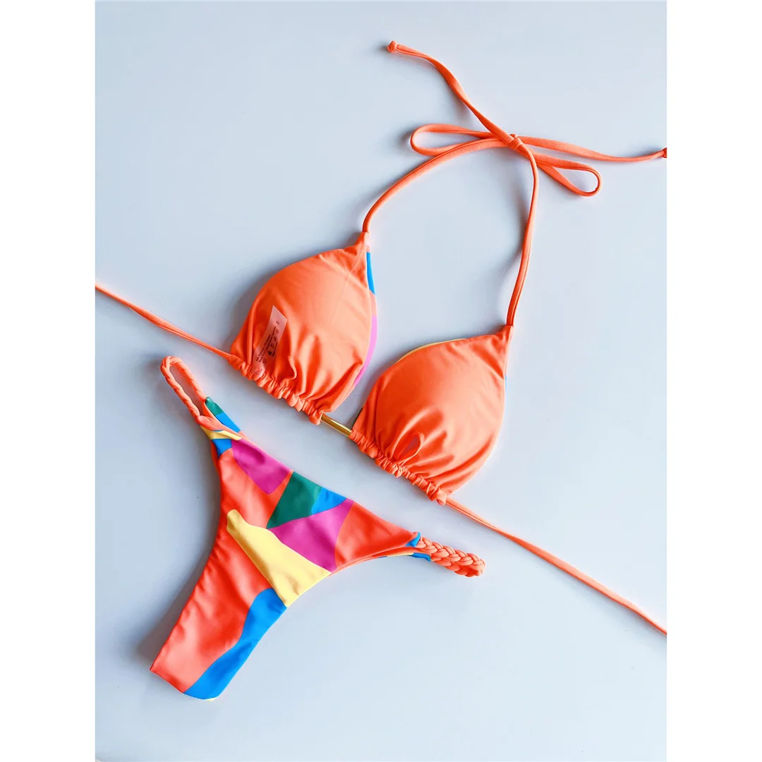 Leopardmuster-Bikini mit Neckholder und Scrunch-Effekt am Po, Damen-Badebekleidung, zweiteiliger Bikini-Set, Badeanzug, Badebekleidung, Schwimmbekleidung V4444SW – Detail 22
