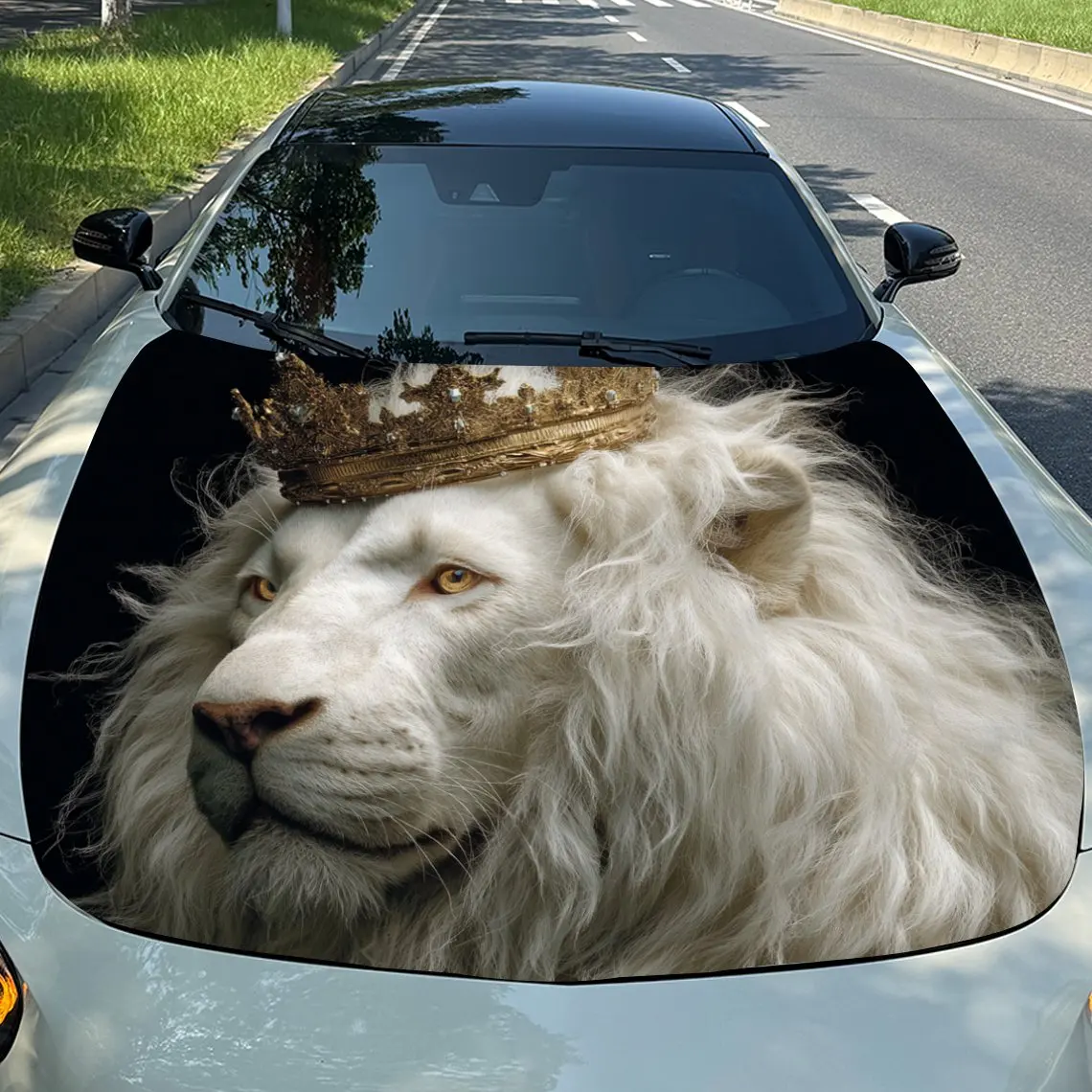 

White Lion King Stickers For Car Hoods, Stickers For Decorating Car Covers, And Vinyl Wraps Suitable For Cars, SUVs And Trucks.