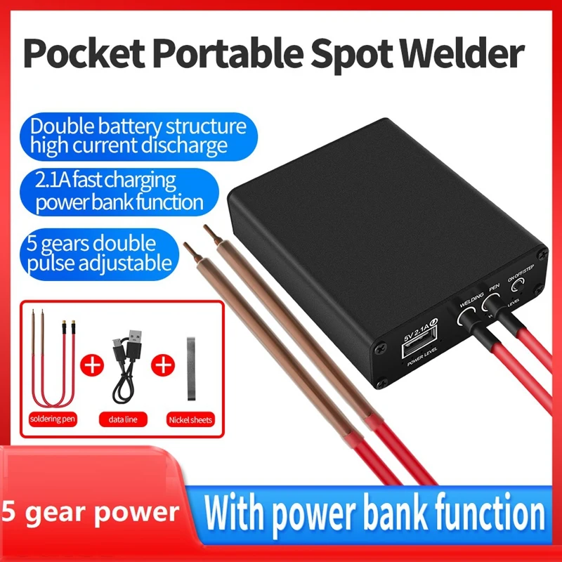 1Set 5-Speed Adjustable Handheld 2.1A For MINI Pocket Spot Welder Quick Charge Lithium Battery Spot Welder With Spot Welding Pen