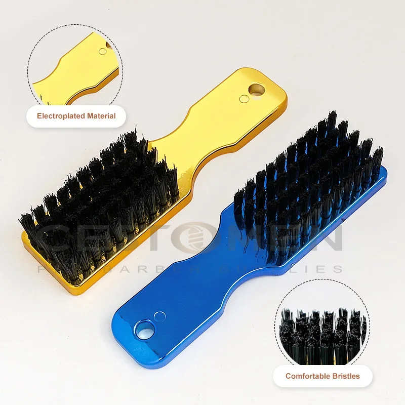 Newest Electroplating Professional Fade Brush Barber Beard Grooming Haircut Neck Duster Hair Brush Facial Cleaning Tools For Men