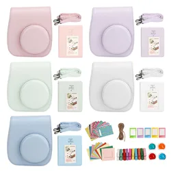 Mini Instant Camera Protective Bag PU Case for Fujifilm Instax Mini 12 with Album Filters Colorful Hanging Frames Stickers