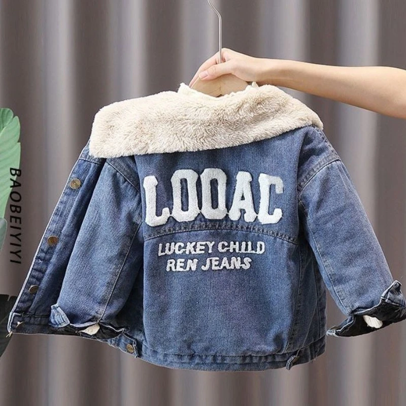 

Boys Coat Jacket Cotton Windbreak Outerwear Overcoat 2023 Jean Furs Spring Autumn Christmas Gift Warm Children's Clothing