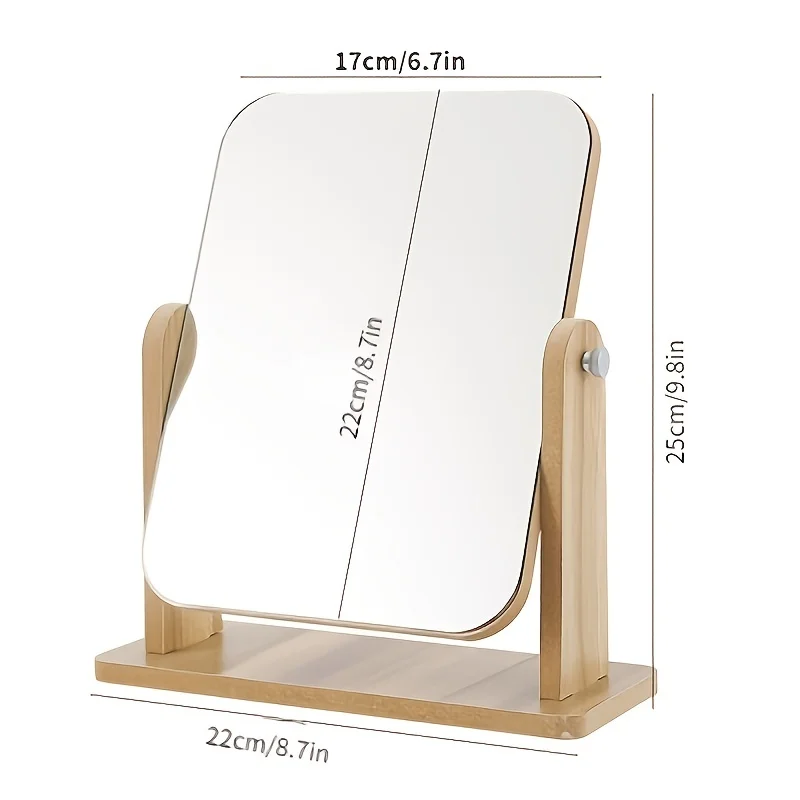 ประเภทโต๊ะโรตารี่ไม้กระจกเครื่องสําอางกระจกตั้งโต๊ะขนาดใหญ่สําหรับหอพักสตรีสาวหัวใจ Dressing กระจกแต่งหน้าเครื่องมือ