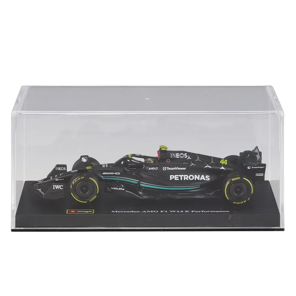 

Bburago 1:43 2023 Mercedes-AMG F1 W14 E Performance #44 #63 Collectible Model Racing Car Toy with Plexiglass Display Box