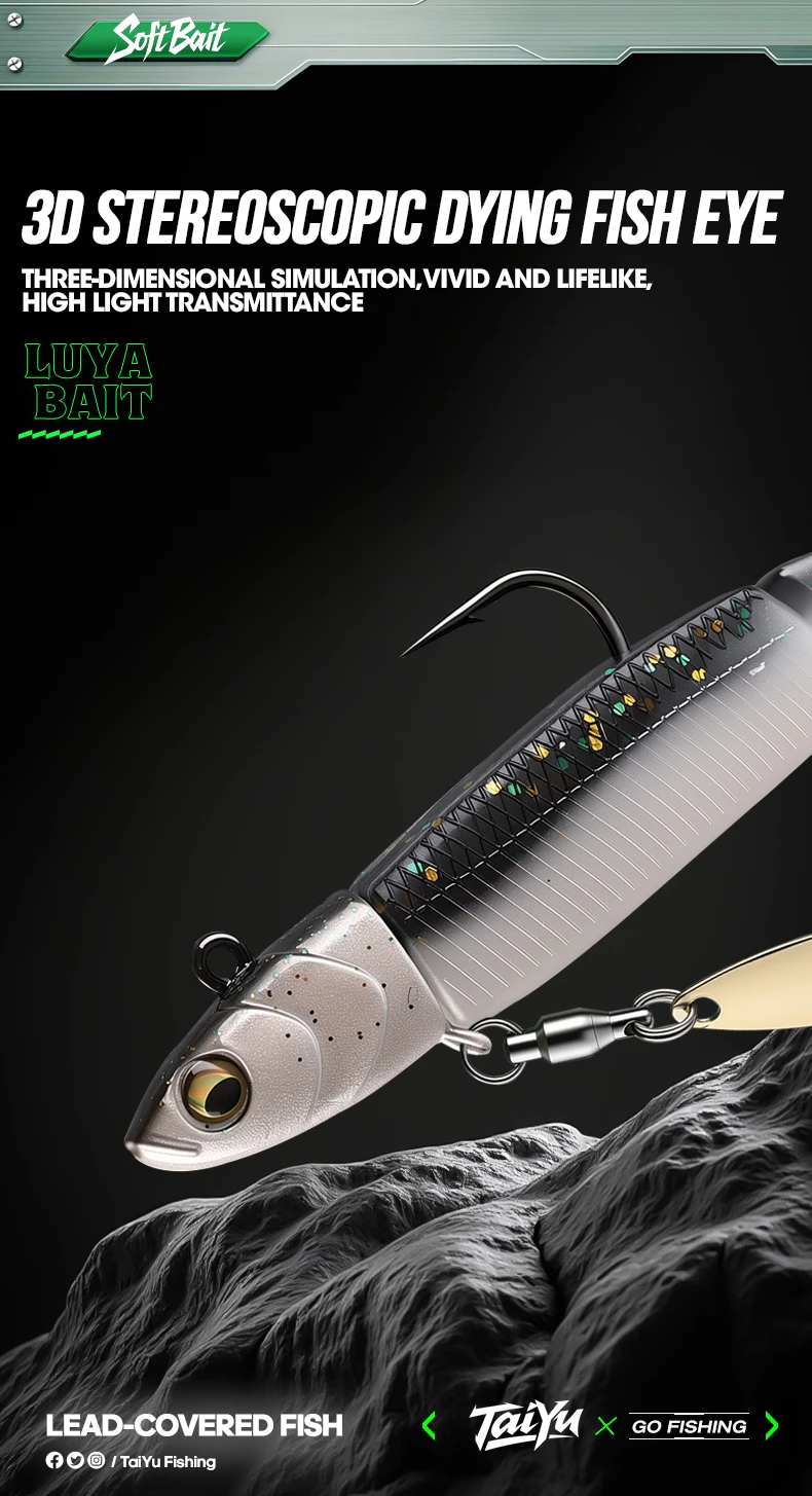 TAIYU Bestseller Angelköder 20g Jigkopf T-Schwanz Silikon-Weichköder Wobbler Metall-Spinner Löffelköder für Hecht Forelle Barsch – Detail 11