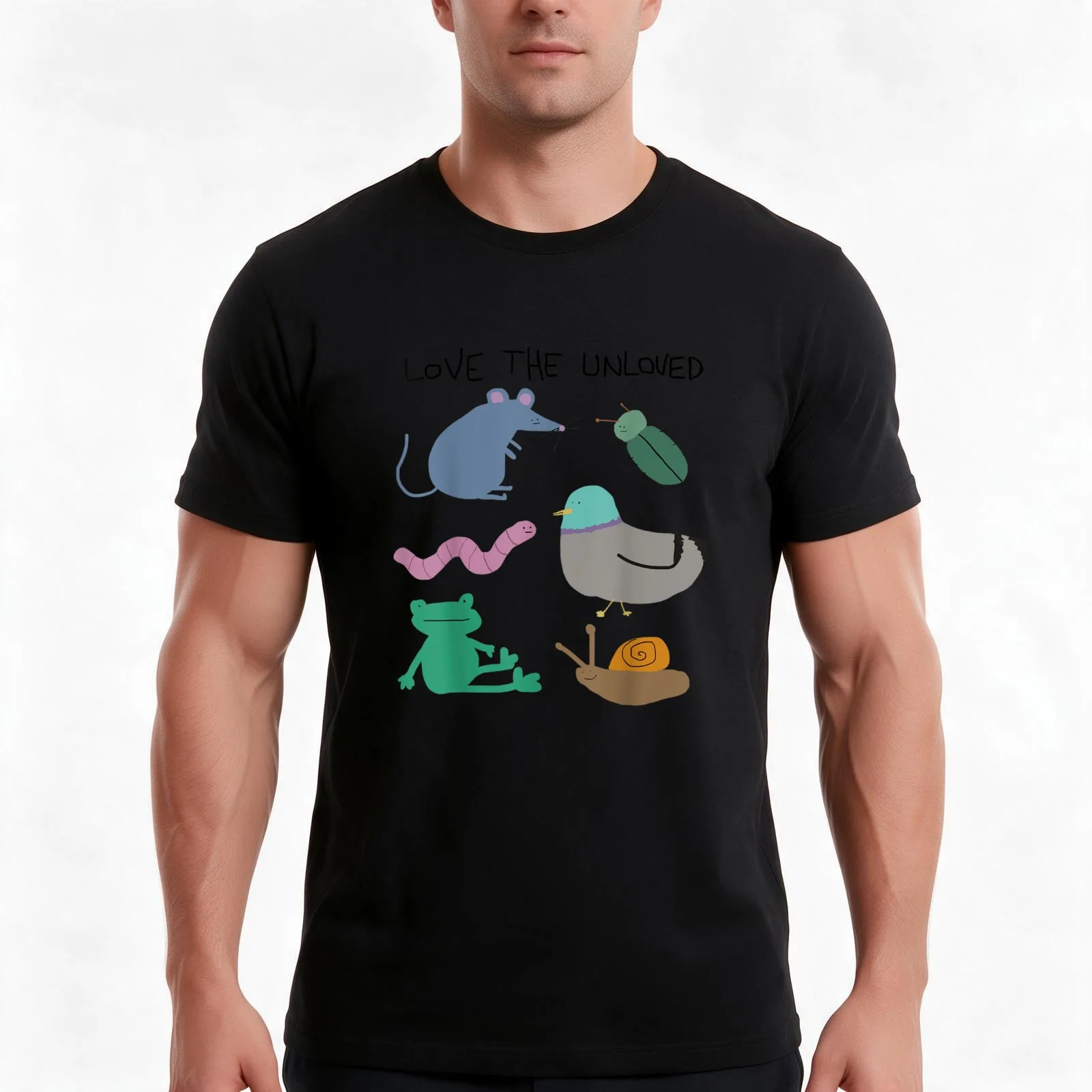 Love the Unloved T-Shirt, Summer Casual Cotton Tee, Oversized Streetwear Tops, Vintage Graphic Print, Loose Fit Short Sleeve