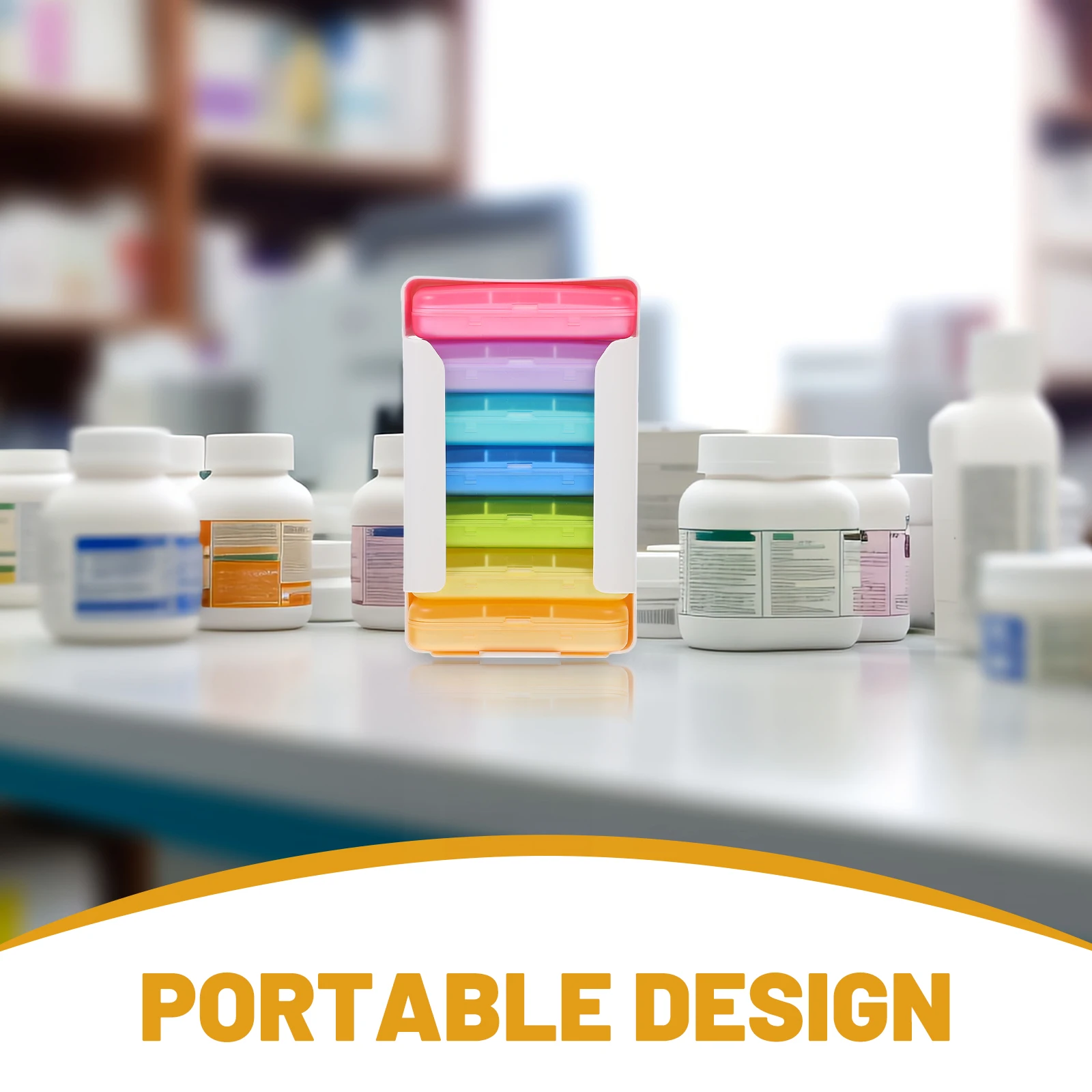 

Portable Pill 7 Days Travel Medicine ganizer 92x65x20mm Cute Pill Case Weekly Holder Pills Box Day Colorful Storage