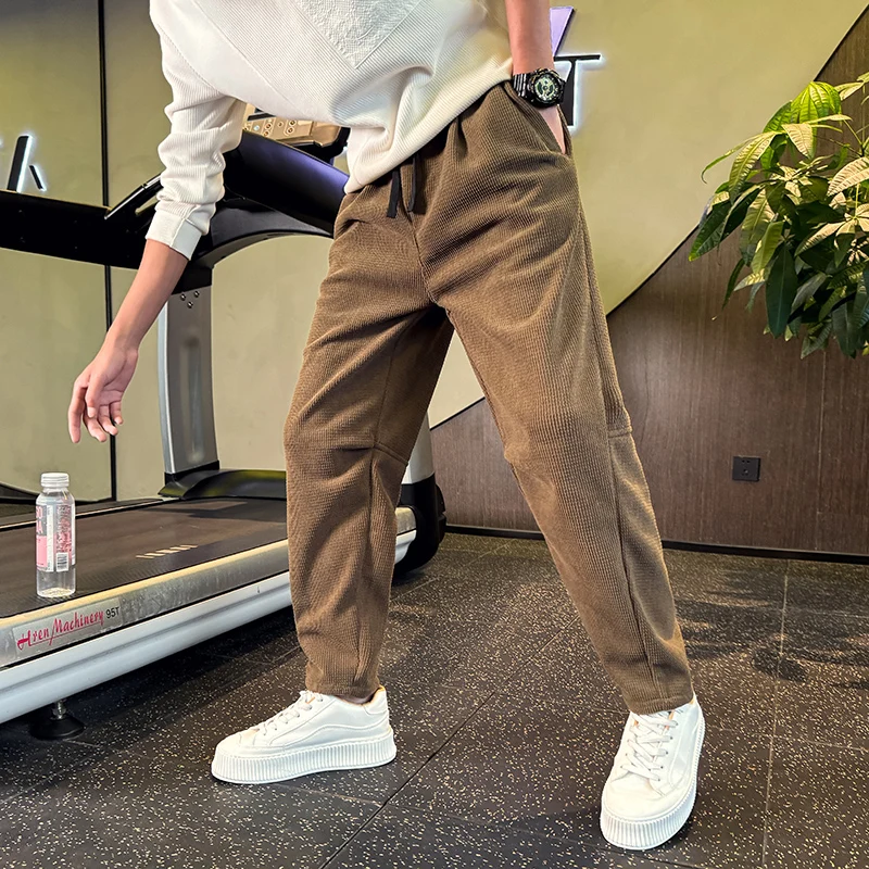 

Двухцветные вельветовые брюки для отдыха с флисовой подкладкой из полиэфирного волокна, прямые, молодежные, со средней посадкой, с поясом, базовые цвета