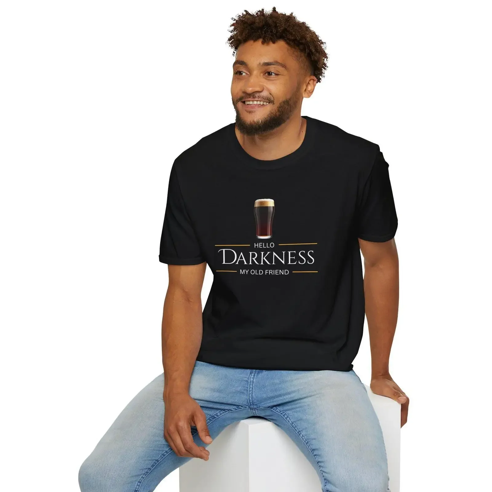 Hello Darkness My Old Friend Pint Glass T Shirt Beer StouT vintage Washed Slightly Breathable Unisex Stretched Soft streetwear