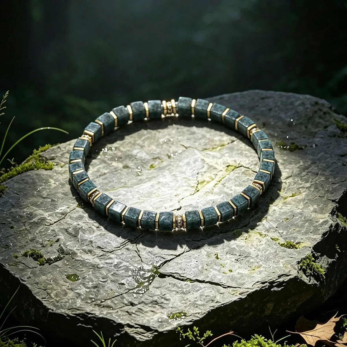 1pc Men's retro style African turquoise bead lucky bracelet, symbolizing low-key and steady, men's fashionable wrist accessory