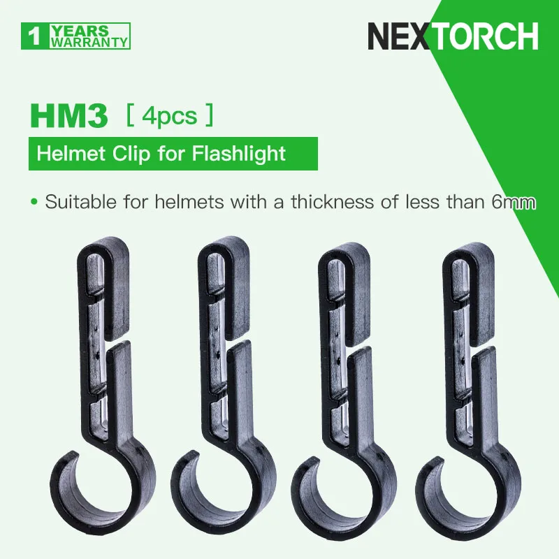 Nextorch HM3 Helmet Clip for headlamp/Headband, Firmly Bonded, Suitable for Thickness ≤ 6mm, POM Material