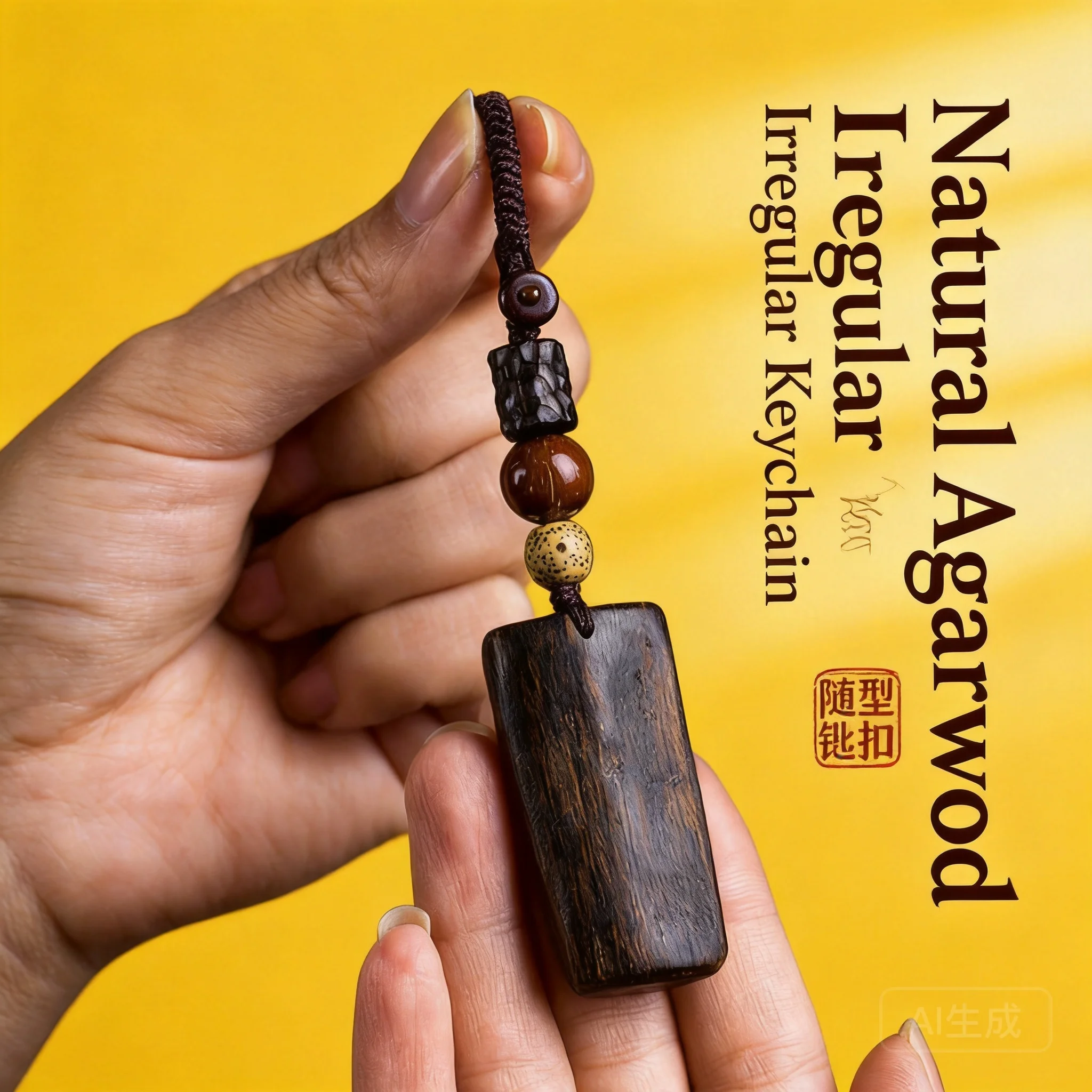 Natural Irregular Agarwood Peace Tag Pendant Handmade Unisex Car Key Chain Holder Hanging Ornament Perfect For Holiday Gift Dail