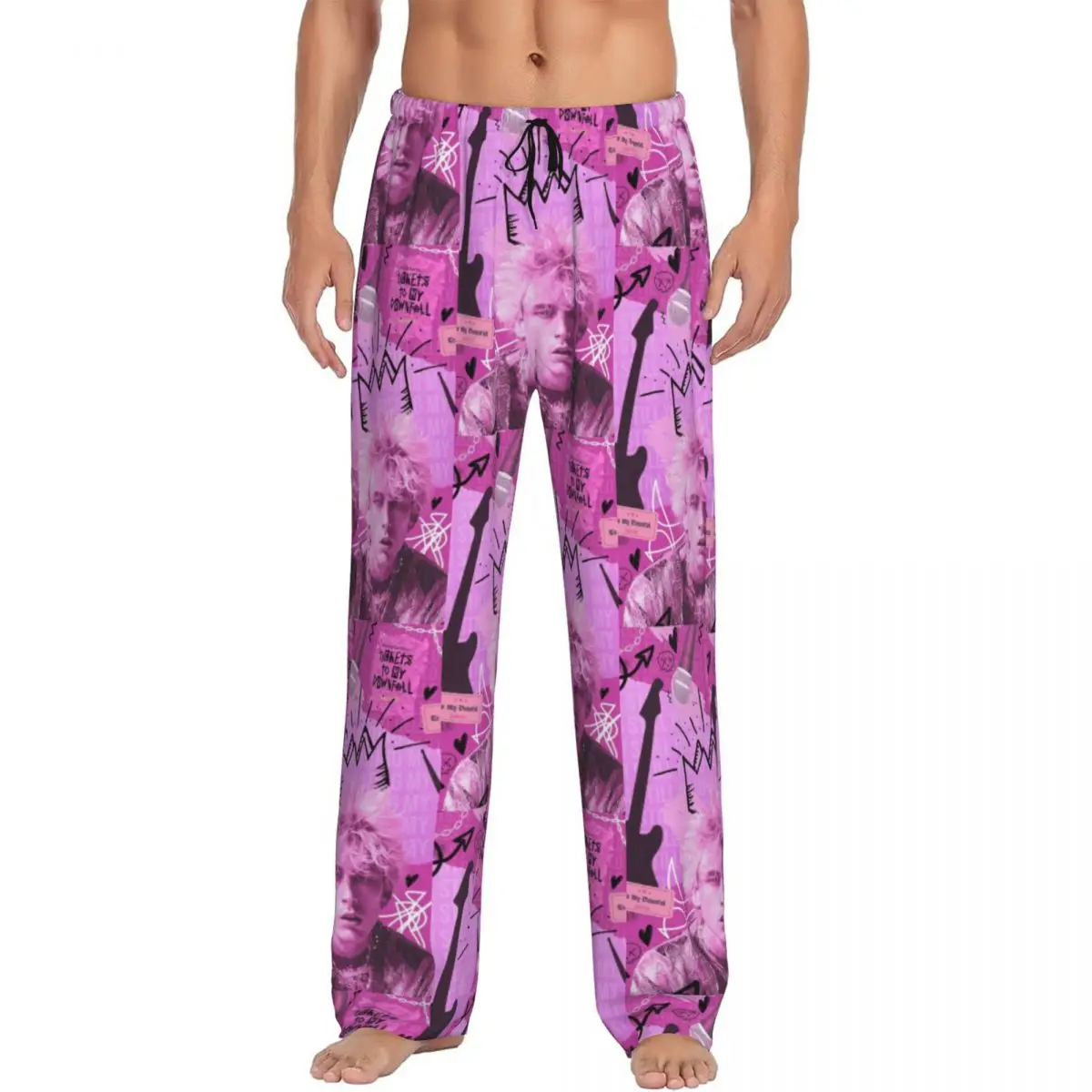 مخصص مغني الراب MGK M-Machine Gun K-Kelly بنطلون بيجاما للرجال ملابس خاصة صالة النوم قيعان تمتد مع جيوب