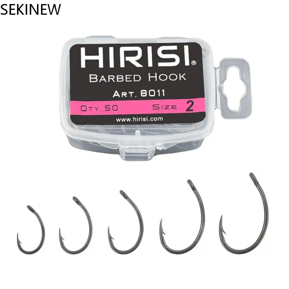 

50pcs Coating High Carbon Stainless Steel Barbed hooks Carp Fishing Hooks Pack with Retail Original Box 8011