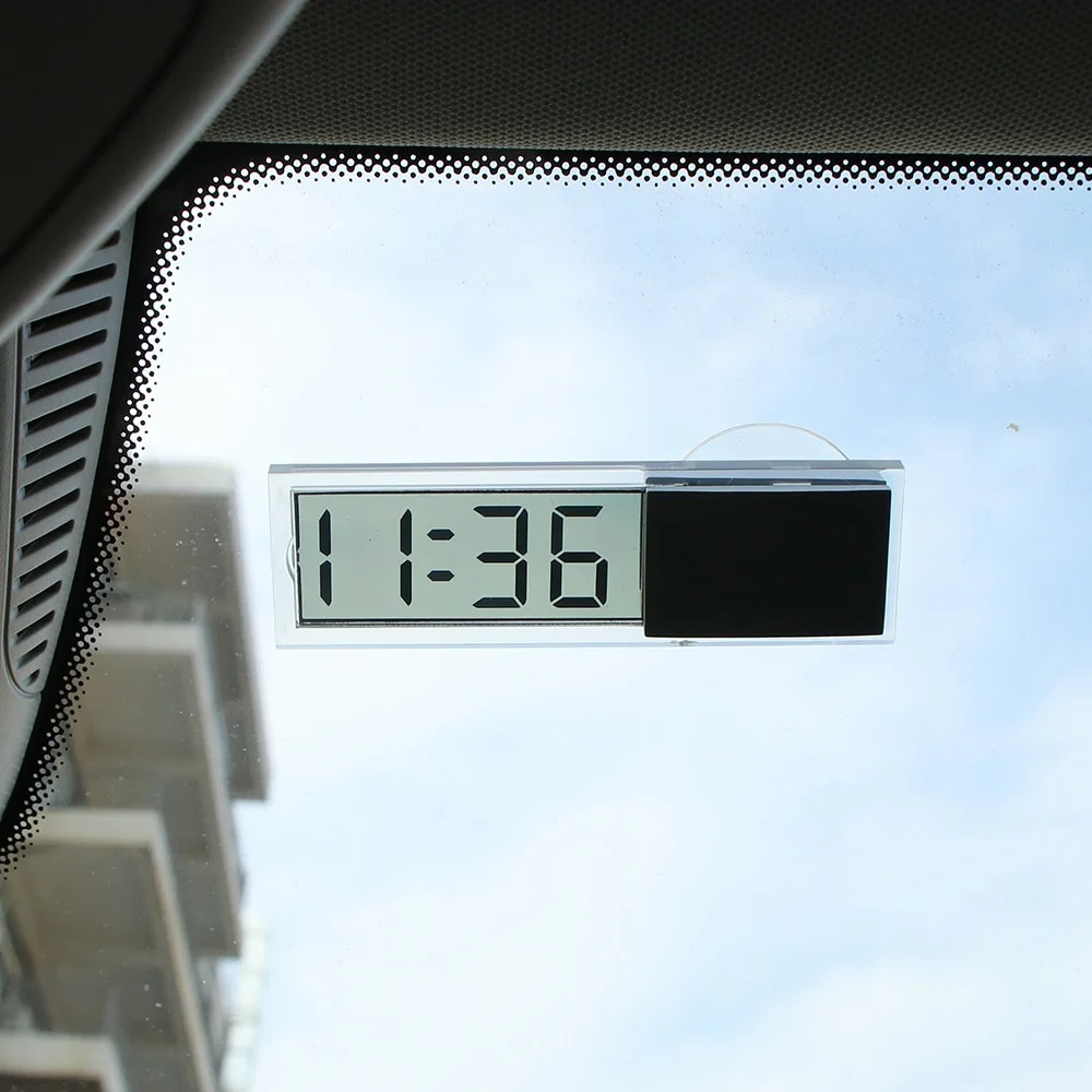 Mini reloj de ventana electrónico portátil con pantalla LCD, reloj con ventosa, accesorios de adorno Interior de coche